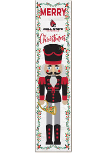 KH Sports Fan Ball State Cardinals Nutcracker Leaning Sign - White