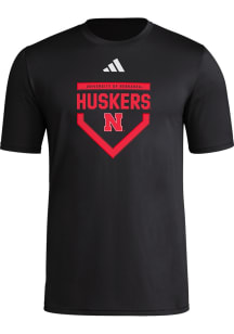 Adidas Nebraska Cornhuskers Black Locker Home Plate Short Sleeve T Shirt