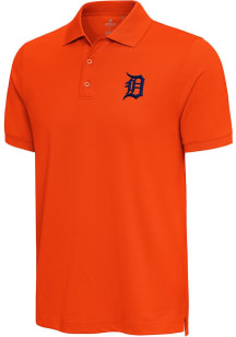 Antigua Detroit Tigers Mens Orange Nobel Short Sleeve Polo