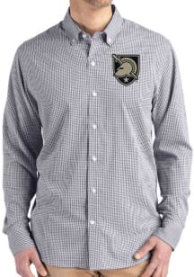 Cutter and Buck Army Black Knights Mens Black Gingham LS Woven Long Sleeve Dress Shirt