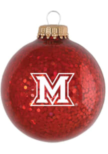 Miami RedHawks Sparkle Ornament - Red