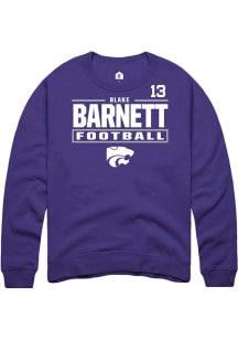 Blake Barnett K-State Wildcats Mens Purple Football NIL Stacked Box Player Crew
