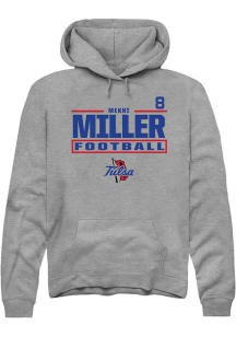 Mekhi Miller Tulsa Golden Hurricane Mens Graphite Football NIL Stacked Box Player Hood