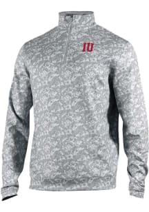 Columbia Indiana Hoosiers Mens Grey Heat Seal Printed Wickham Hills Long Sleeve Qtr Zip Pullover
