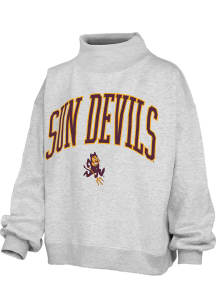 Pressbox Arizona State Sun Devils Womens Ash Lingo Mock Neck Crew Sweatshirt