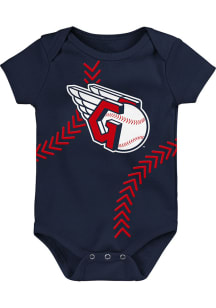 Cleveland Guardians Baby Navy Blue Running Home Short Sleeve One Piece