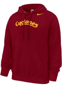 Nike Iowa State Cyclones Mens Cardinal Red Cyclones Script Long Sleeve Hoodie