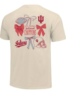 Indiana Hoosiers Womens Ivory 2025 College Football National Champions Bows Short Sleeve T-Shirt