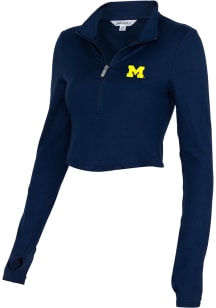 Michigan Wolverines Womens Blue Rush Crop Qtr Zip Pullover