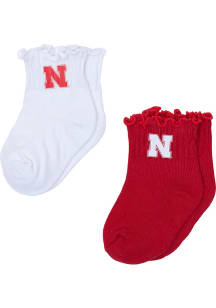 Nebraska Cornhuskers Lettuce Hem Baby Quarter Socks
