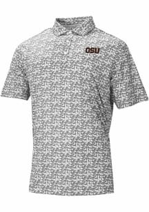 Columbia Oregon State Beavers Mens Grey Heat Seal Catchy Swing Short Sleeve Polo
