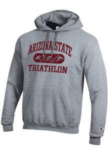 Champion Arizona State Sun Devils Mens Grey Heather Triathlon Icon Powerblend Long Sleeve Hoodie