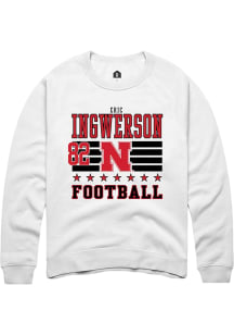 Eric Ingwerson  Rally Nebraska Cornhuskers Mens White Football NIL Striped Long Sleeve Crew Sweats..