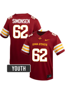Braden Simonsen Iowa State Cyclones Youth Cardinal Red Nike NIL Name And Number Football Jersey