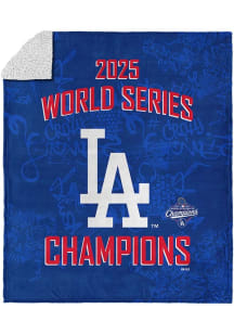Los Angeles Dodgers 2025 World Series Champions Silk Touch Fleece Blanket - Blue