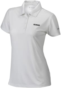 Columbia Colorado Buffaloes Womens White Heat Seal Birdie Short Sleeve Polo Shirt