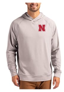 Cutter and Buck Nebraska Cornhuskers Mens Grey Adapt Knit Hood Long Sleeve Hoodie