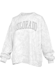 Pressbox Colorado Buffaloes Womens White Camo Crew Sweatshirt