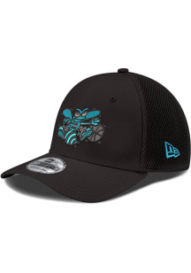 New Era Charlotte Hornets Mens Black Alt 39THIRTY NEO Flex Hat