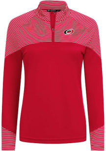 Levelwear Carolina Hurricanes Womens Red Classic Stripes Embroidered 3D Patch Qtr Zip