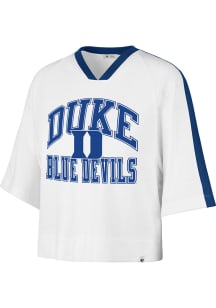 47 Duke Blue Devils Womens White Drop Needle Short Sleeve T-Shirt
