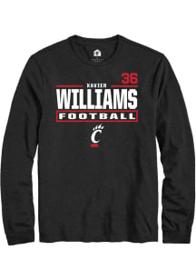 Xavier Williams Cincinnati Bearcats Black Football NIL Stacked Box Long Sleeve Player T Shirt