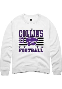 RJ Collins K-State Wildcats Mens White Football NIL Striped Player Crew