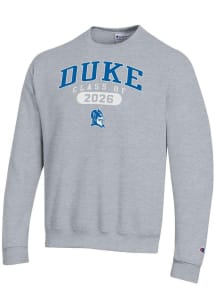 Champion Duke Blue Devils Mens Grey Class of 2026 Powerblend Long Sleeve Crew Sweatshirt