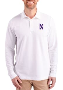 Cutter and Buck Northwestern Wildcats Mens Purple Advantage Long Sleeve Polo Shirt
