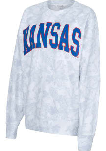 Kansas Jayhawks Womens White Camo Sport FLeece Crew Sweatshirt