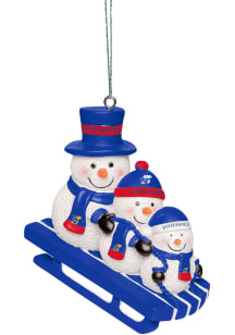 Kansas Jayhawks Sledding Snowmen Ornament - Red