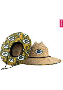Forever Collectibles Green Bay Packers Brown Floral Straw Mens Bucket Hat