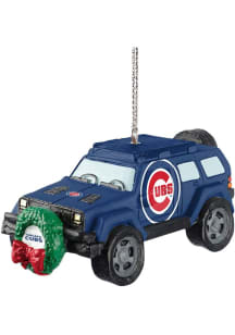 Chicago Cubs jeep with wreath Ornament - Blue
