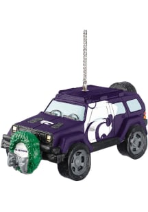 K-State Wildcats jeep with wreath Ornament - Purple