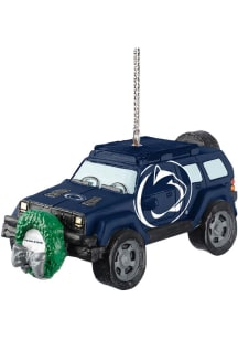 Penn State Nittany Lions jeep with wreath Ornament - Blue