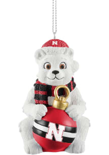 Nebraska Cornhuskers sitting polar bear Ornament - Red