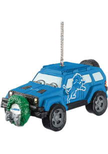 Detroit Lions jeep with wreath Ornament - Blue