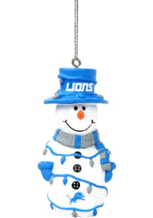 Detroit Lions snowman with lights Ornament - Blue