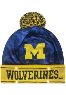 Forever Collectibles Michigan Wolverines Yellow Camo Printed Light Up Mens Knit Hat