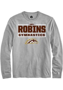 Amy Robins Western Michigan Broncos Grey NIL Stacked Box Long Sleeve Player T Shirt