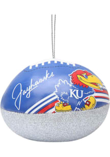 Kansas Jayhawks Leather Football Ornament - Blue
