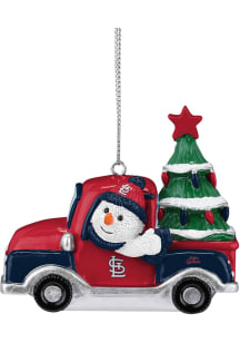 St Louis Cardinals Snowman Riding Truck Ornament - White