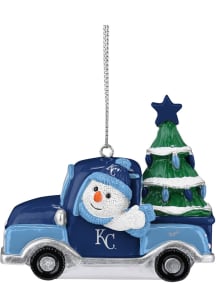 Kansas City Royals Snowman Riding Truck Ornament - White