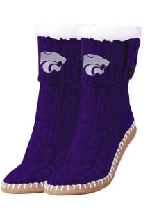 K-State Wildcats Logo Sherpa Footy Womens Slippers
