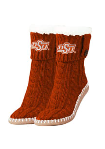Oklahoma State Cowboys Logo Sherpa Footy Womens Slippers