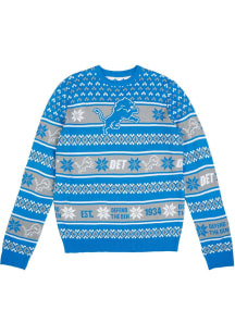 Forever Collectibles Detroit Lions Youth Blue Ugly Sweater Long Sleeve Crew Sweatshirt