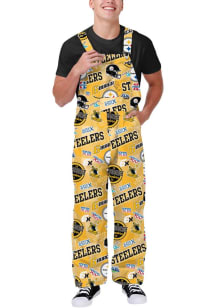 Forever Collectibles Pittsburgh Steelers Mens Gold Repeat Logo Overalls