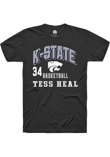 Tess Heal K-State Wildcats Black NIL Arch Logo Short Sleeve Player T Shirt