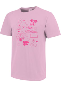 K-State Wildcats Womens Pink Icon Scatter Short Sleeve T-Shirt