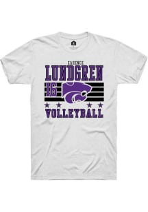 Cadence Lundgren K-State Wildcats White NIL Striped Short Sleeve Player T Shirt